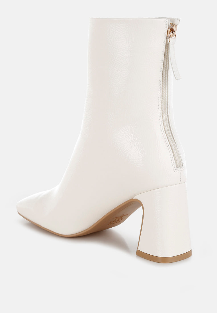 kostaka patent square toe ankle boots#color_off-white