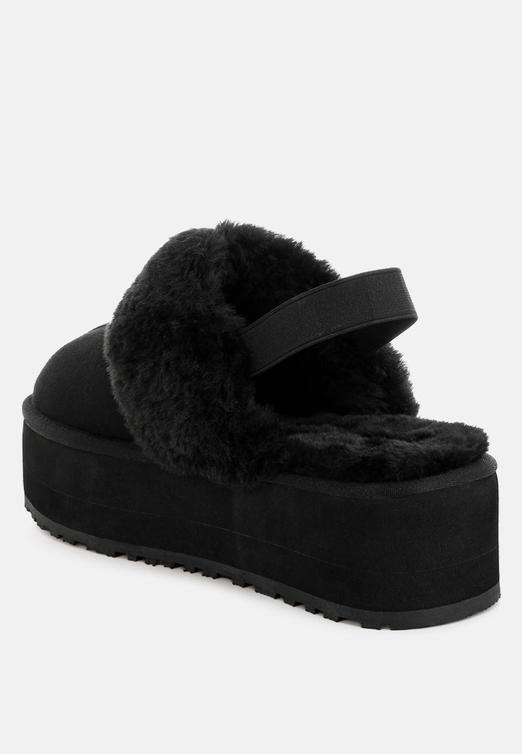 kutchu faux fur trim platform classic slingback#color_black