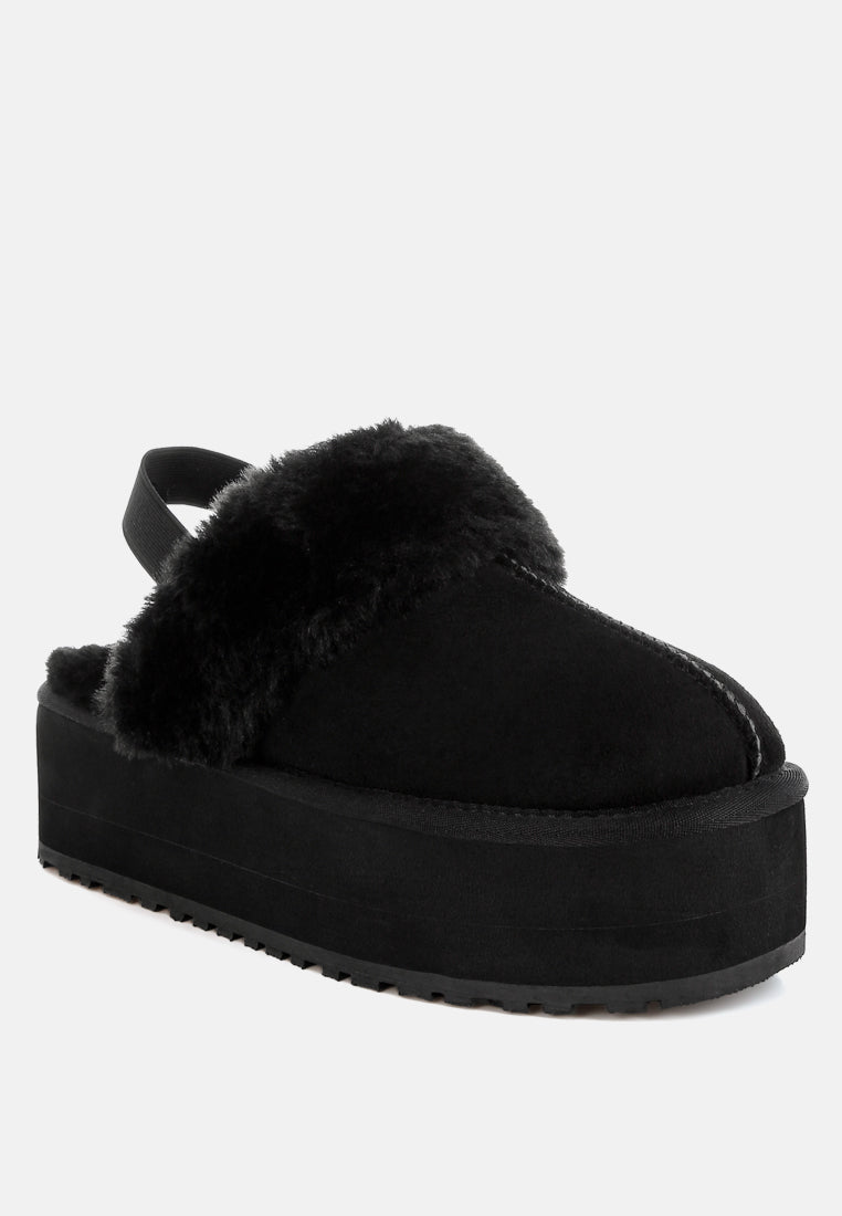 kutchu faux fur trim platform classic slingback#color_black