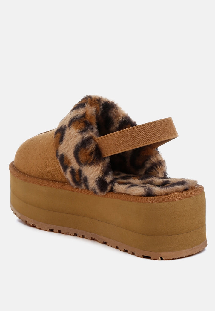 kutchu leopard faux fur platform classic slingback#color_tan