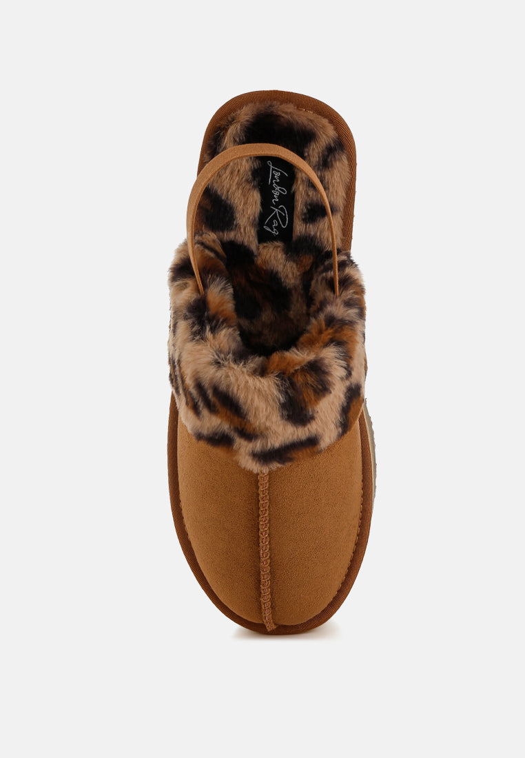 kutchu leopard faux fur platform classic slingback#color_tan