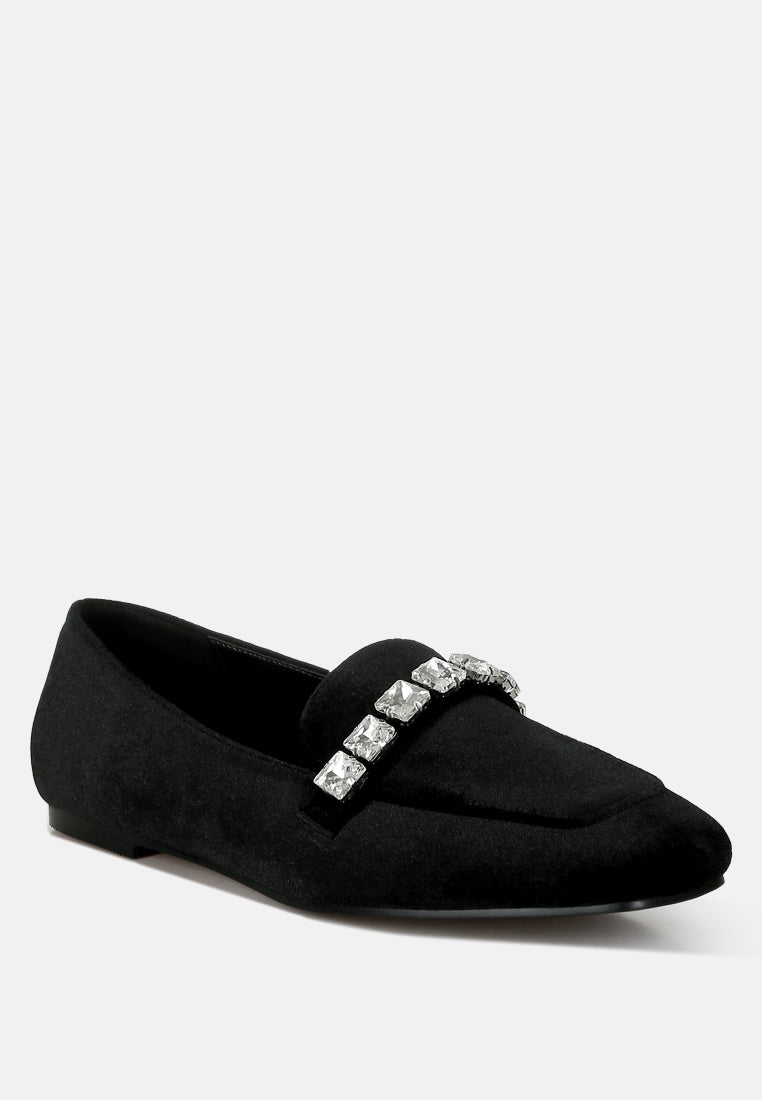 velvet diamante strap loafers by motes#color_black