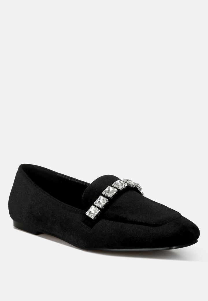 velvet diamante strap loafers by motes#color_black
