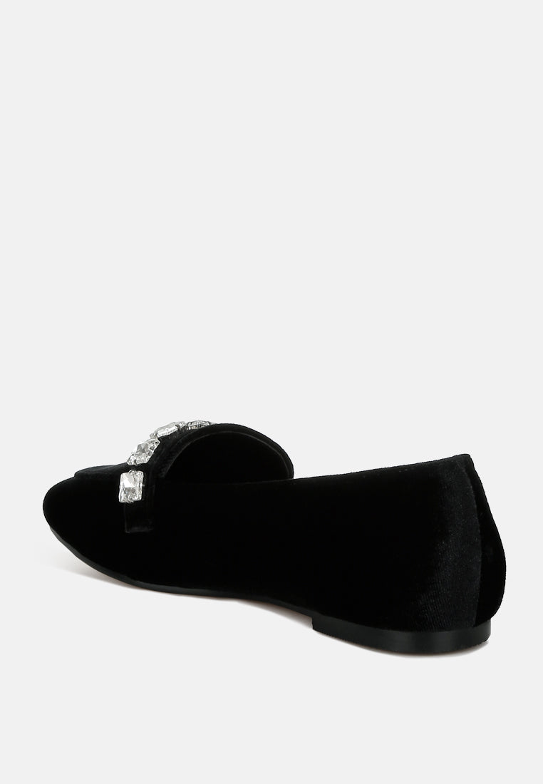 velvet diamante strap loafers by motes#color_black