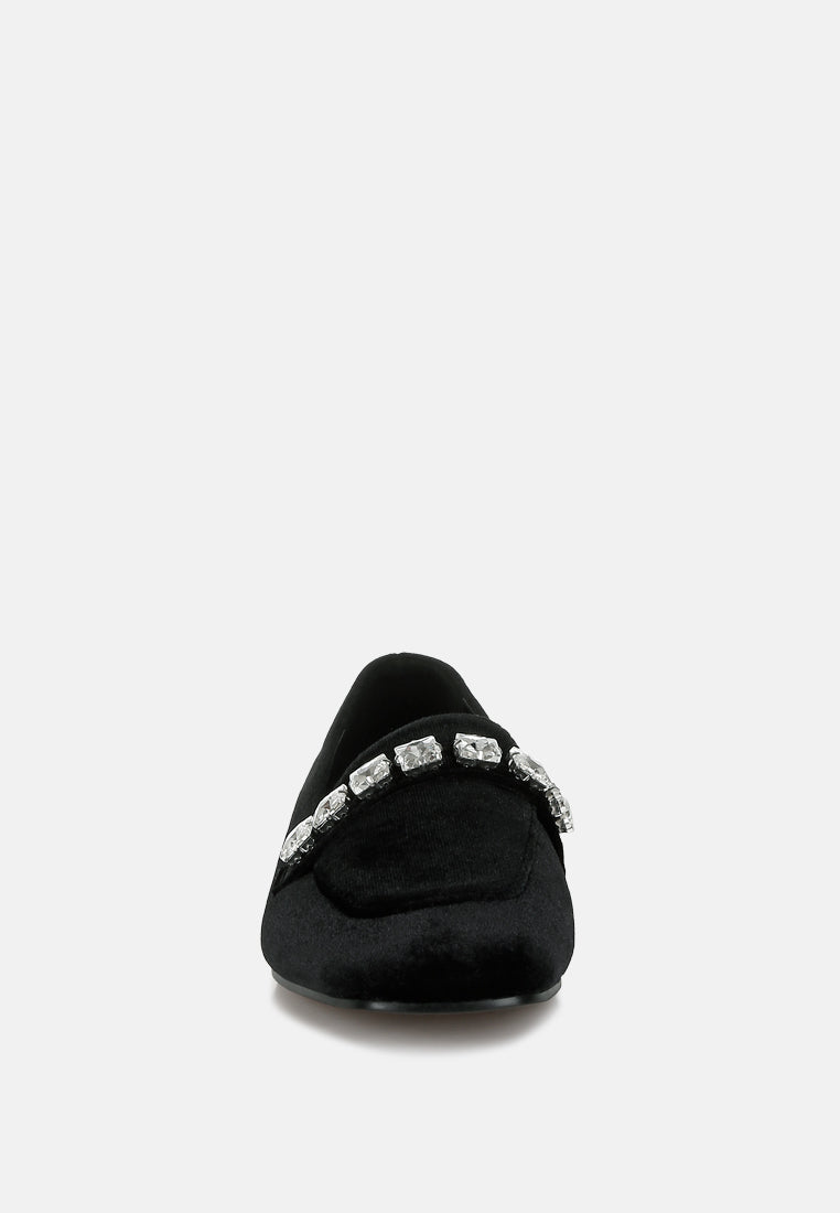 velvet diamante strap loafers by motes#color_black