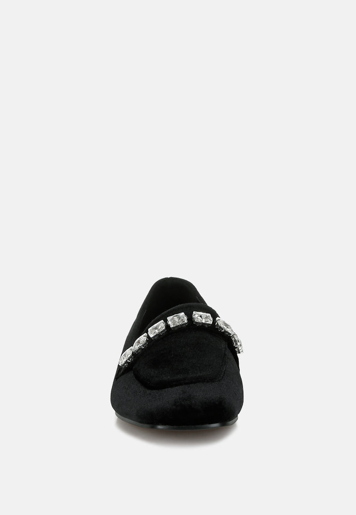 velvet diamante strap loafers by motes#color_black