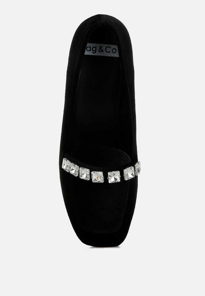 velvet diamante strap loafers by motes#color_black