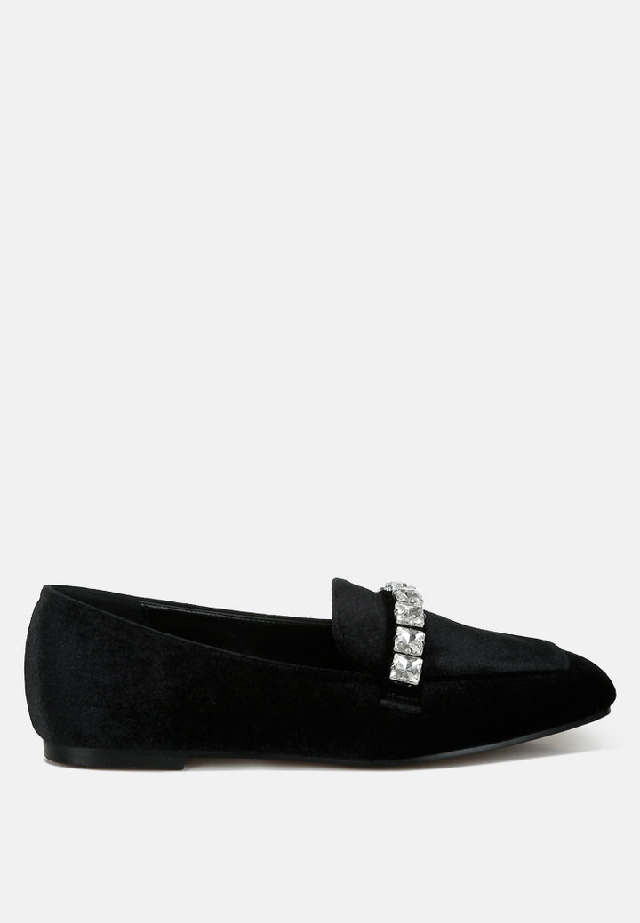 velvet diamante strap loafers by motes#color_black