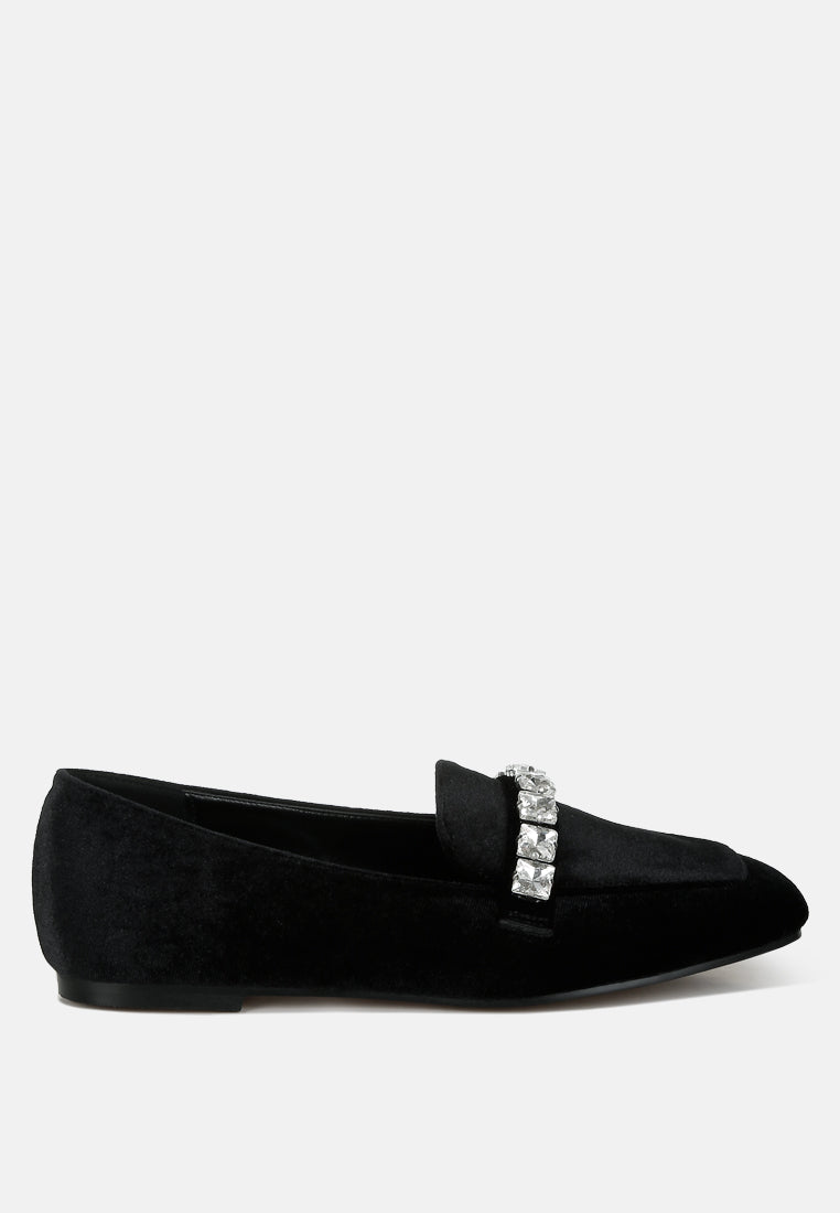 velvet diamante strap loafers by ruw#color_black
