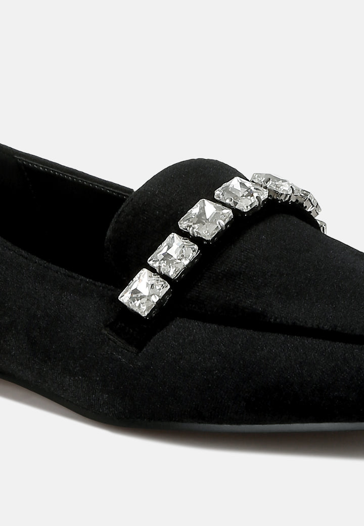 velvet diamante strap loafers by ruw#color_black