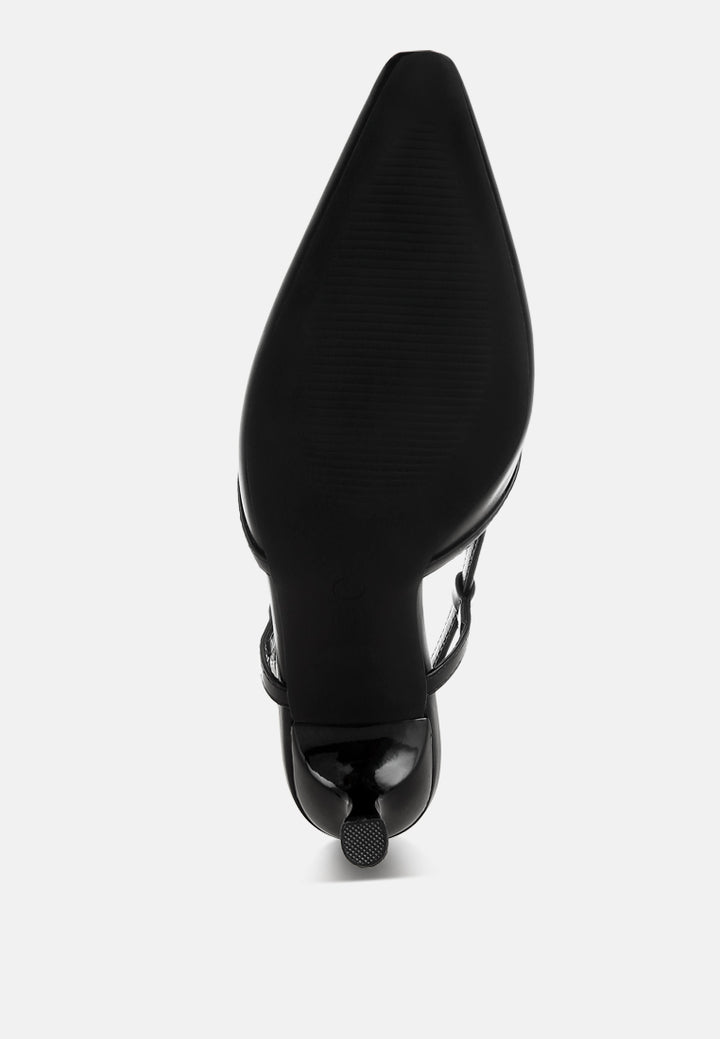 luxton slingback pin buckle kitten heels#color_black