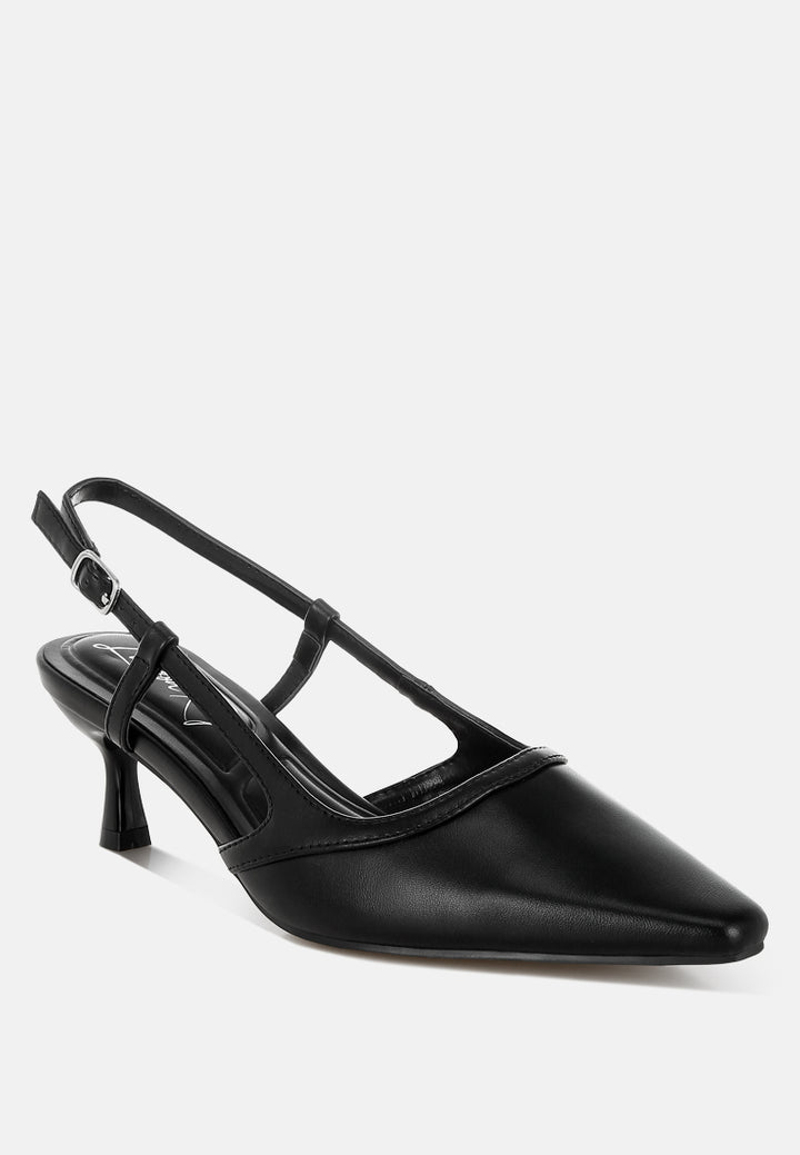 luxton slingback pin buckle kitten heels#color_black