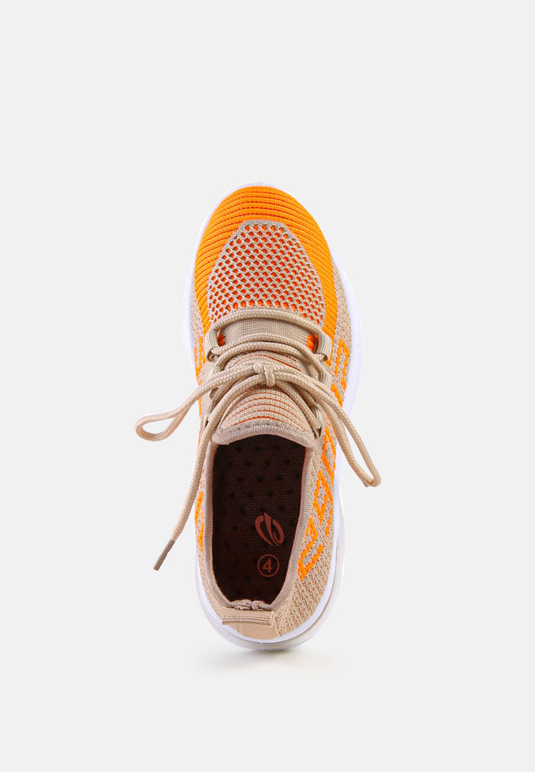 lace-up kids active sneakers#color_orange