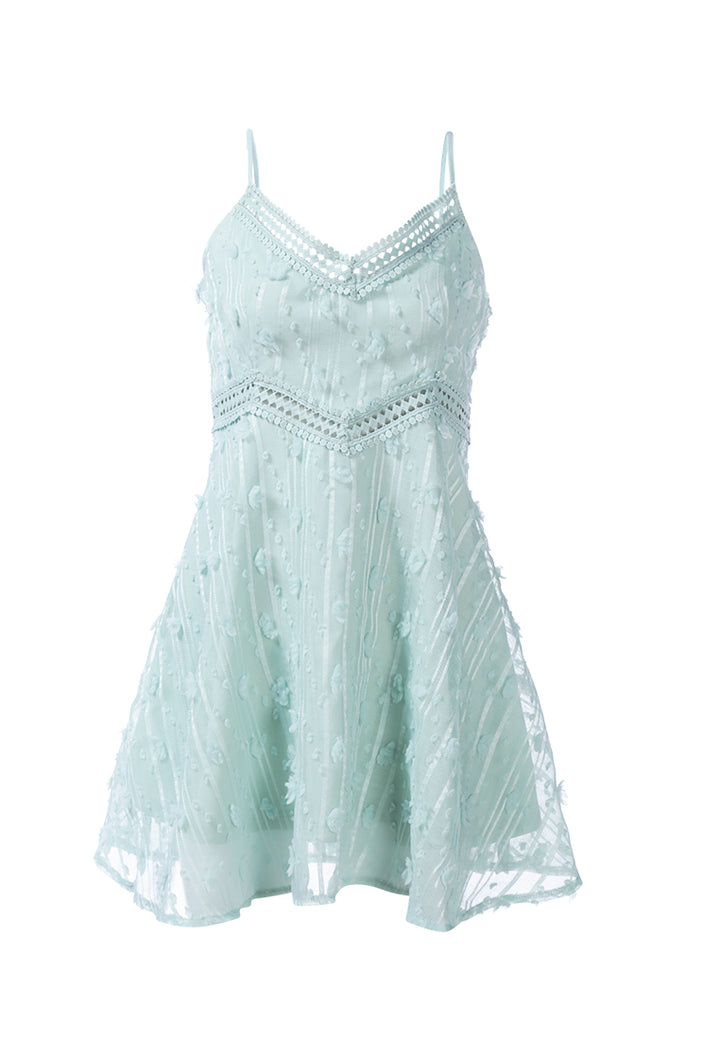 lace detail dobby slip dress by ruw#color_green