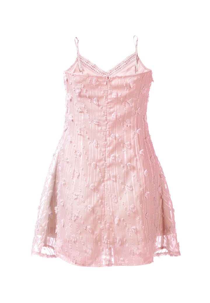 lace detail dobby slip dress by ruw#color_pink