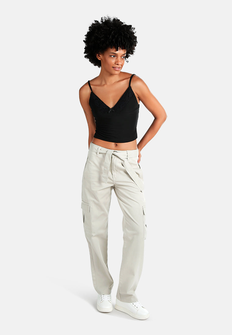 lace detail slip top by ft#color_black