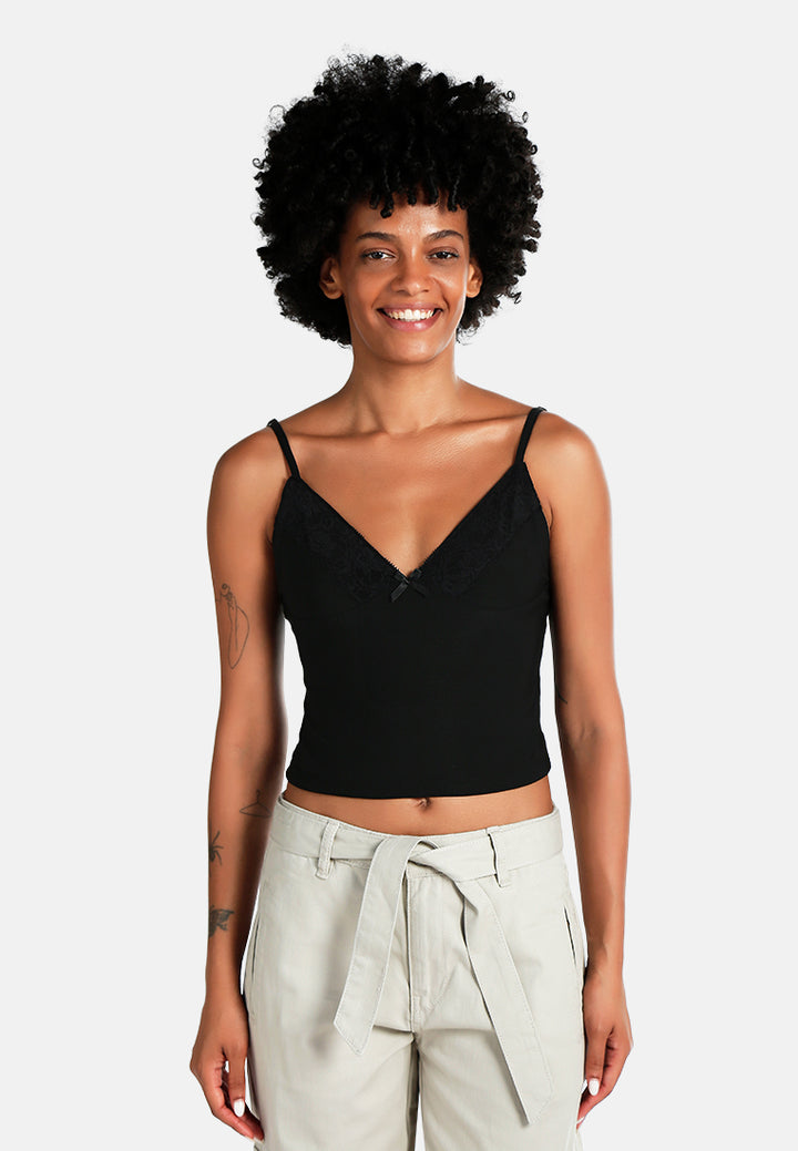 lace detail slip top by ft#color_black