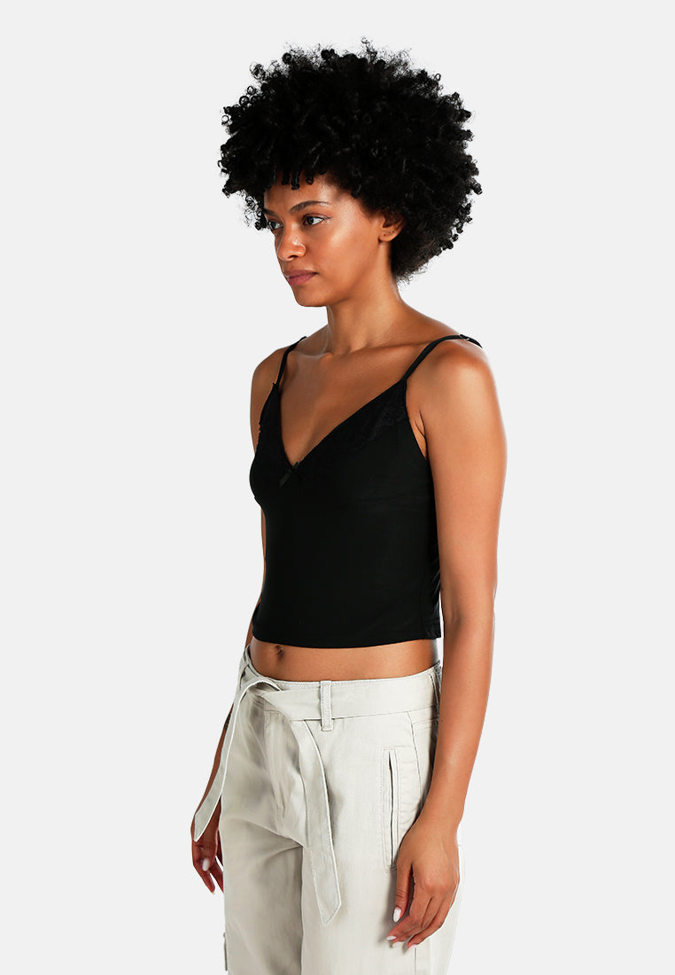 lace detail slip top by ft#color_black