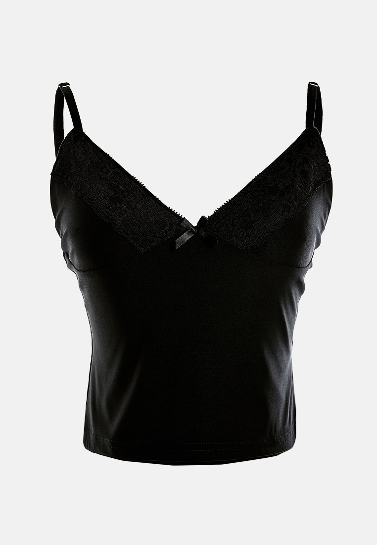 lace detail slip top by ft#color_black