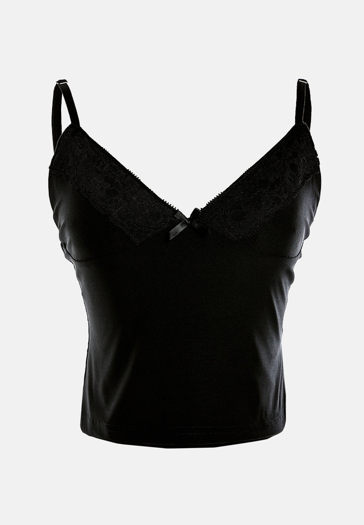 lace detail slip top by ft#color_black