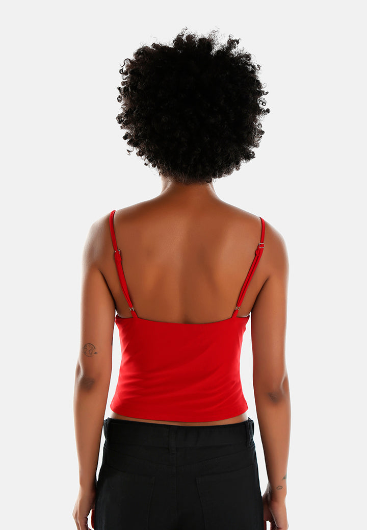 lace detail slip top by ft#color_red