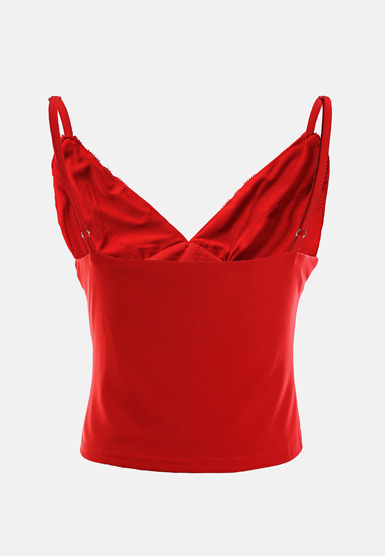 lace detail slip top by ft#color_red