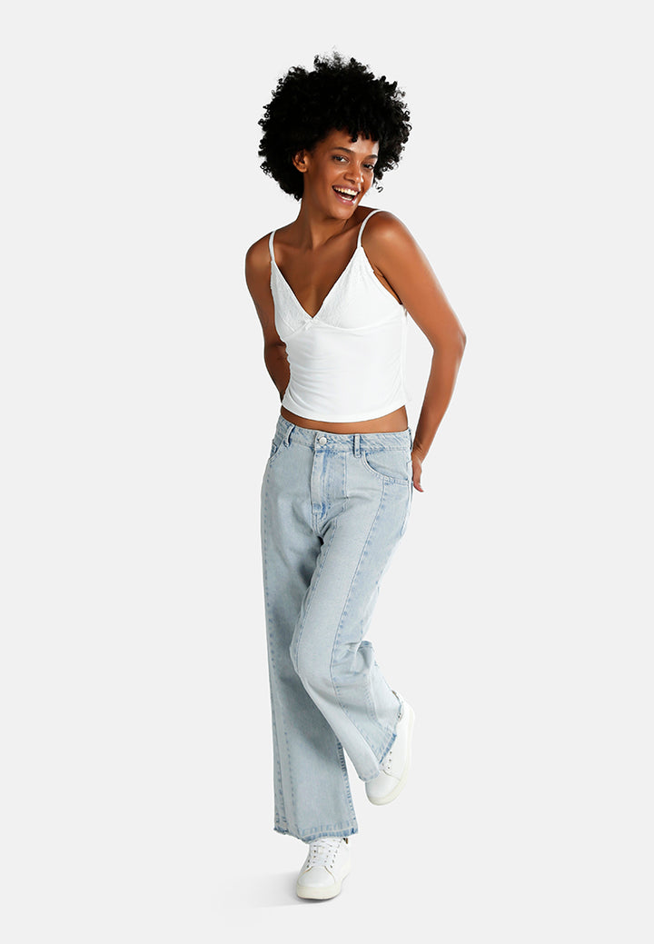 lace detail slip top by ft#color_white