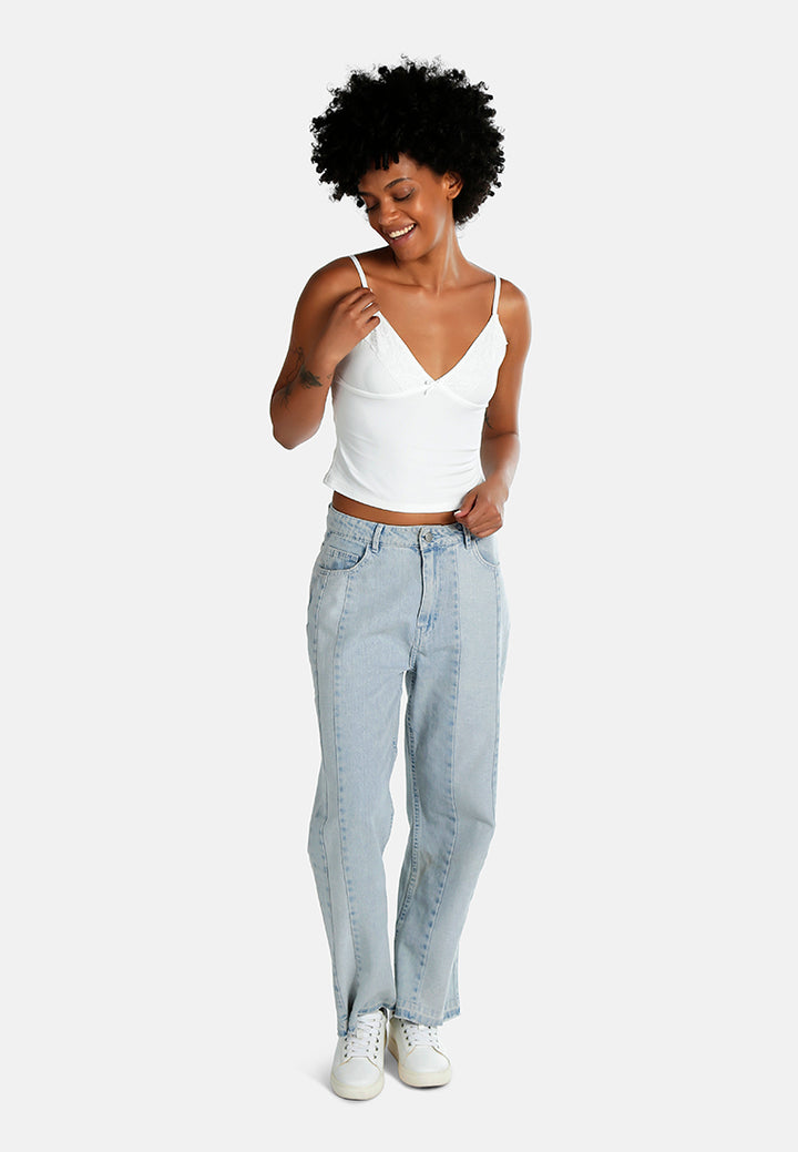 lace detail slip top by ft#color_white