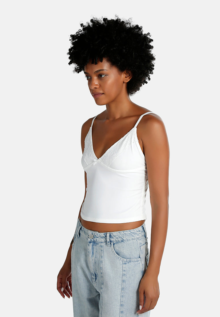 lace detail slip top by ft#color_white