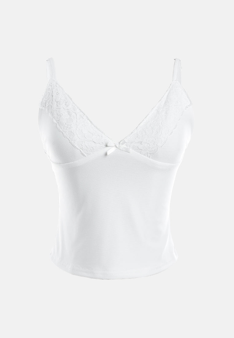 lace detail slip top by ft#color_white