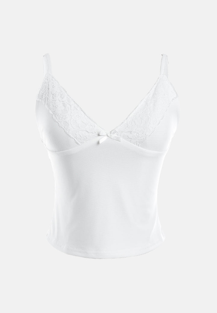 lace detail slip top by ft#color_white