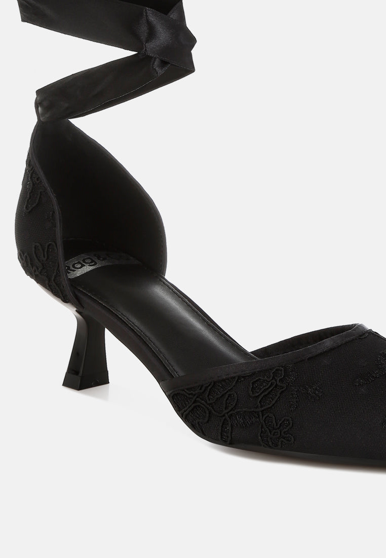 lace kitten heel sandals by mode#color_black