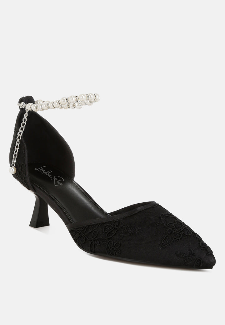 lace kitten heel sandals by mode#color_black