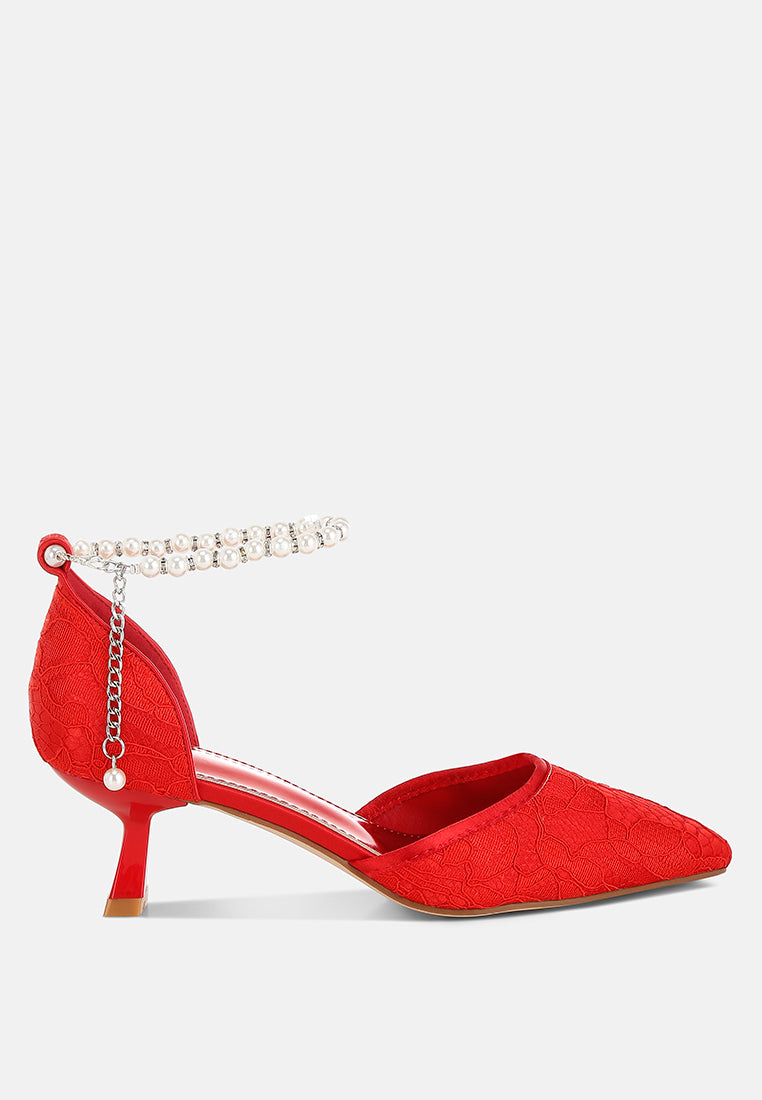 lace kitten heel sandals by mode#color_red