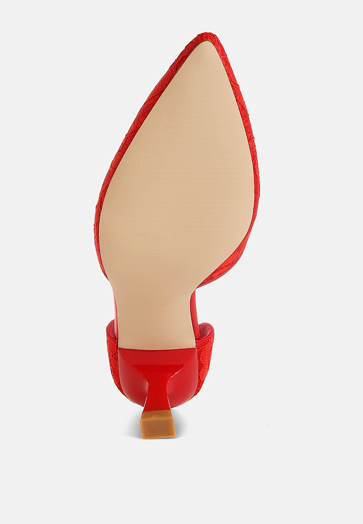 lace kitten heel sandals by mode#color_red