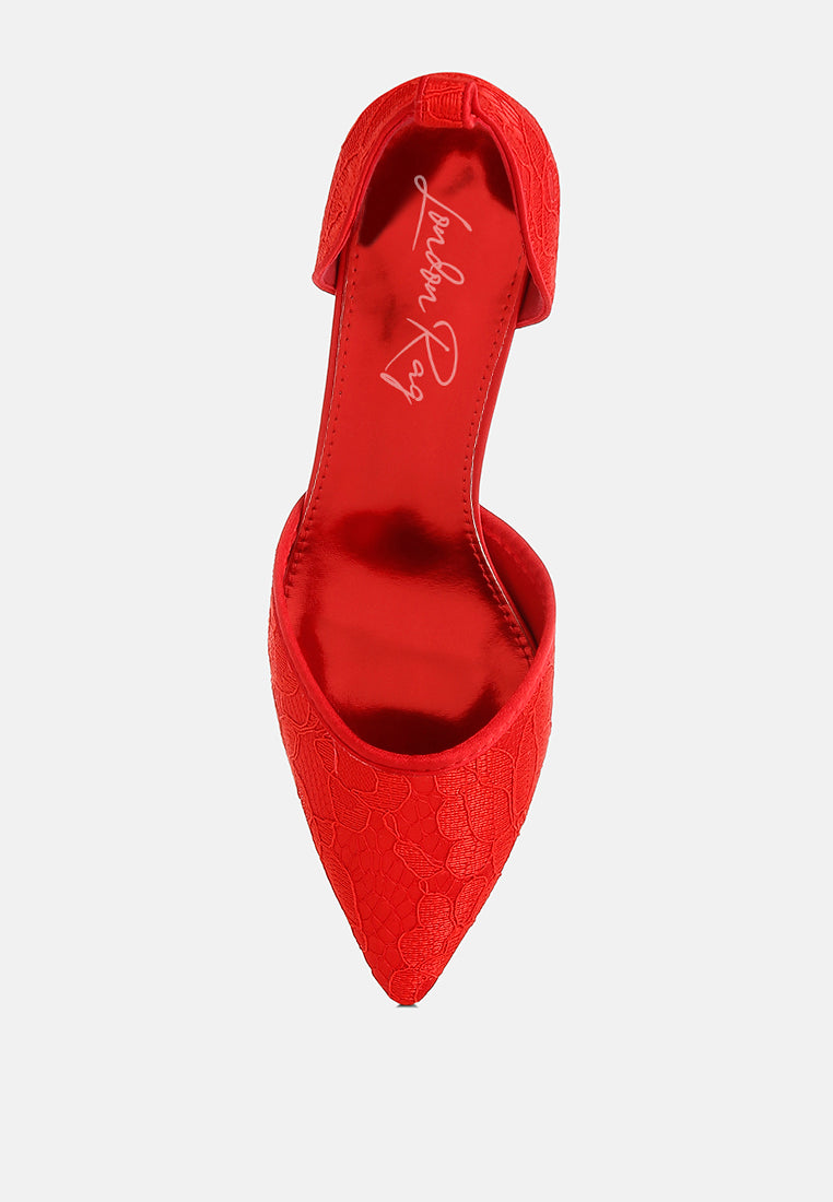 lace kitten heel sandals by mode#color_red