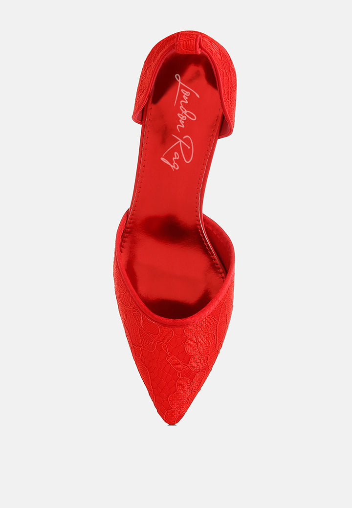 lace kitten heel sandals by mode#color_red