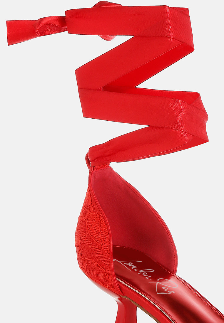 lace kitten heel sandals by mode#color_red