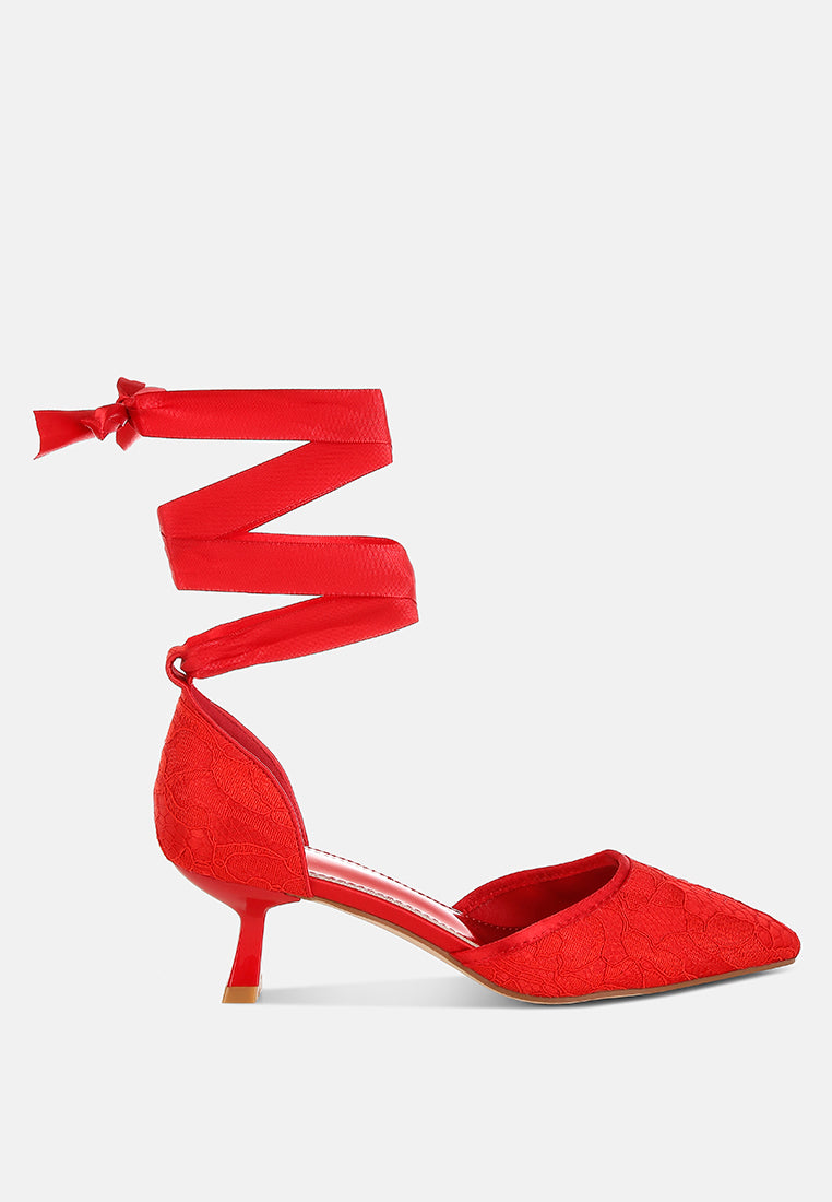 lace kitten heel sandals by mode#color_red