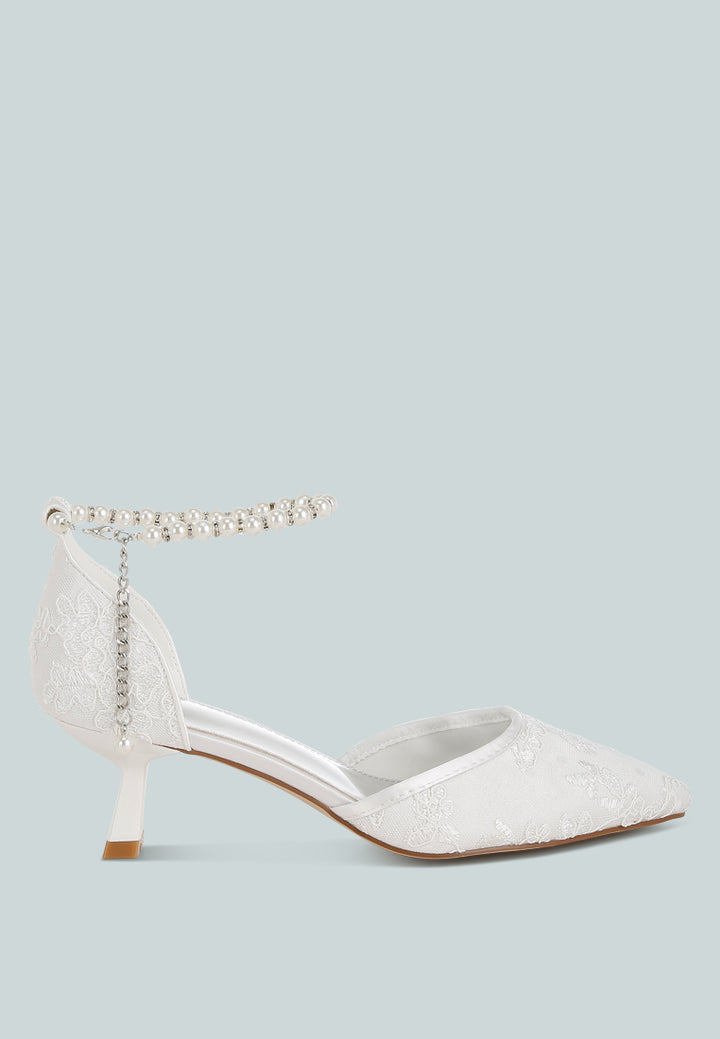 lace kitten heel sandals by mode#color_white