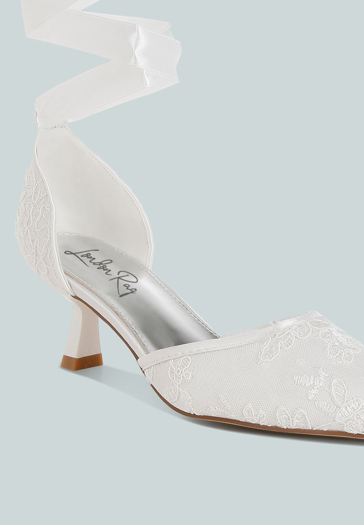 lace kitten heel sandals by mode#color_white