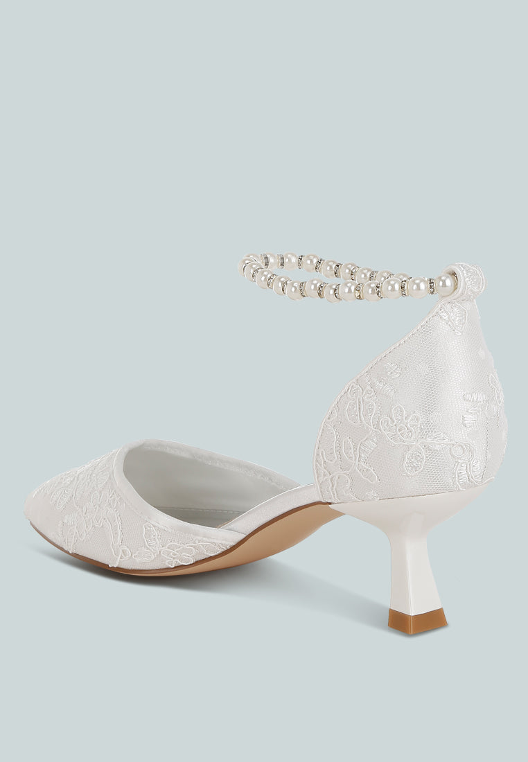 lace kitten heel sandals by mode#color_white