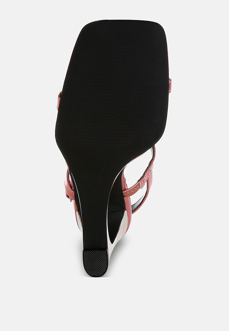 ladra metallic fantasy wedge heel sandals#color_pink