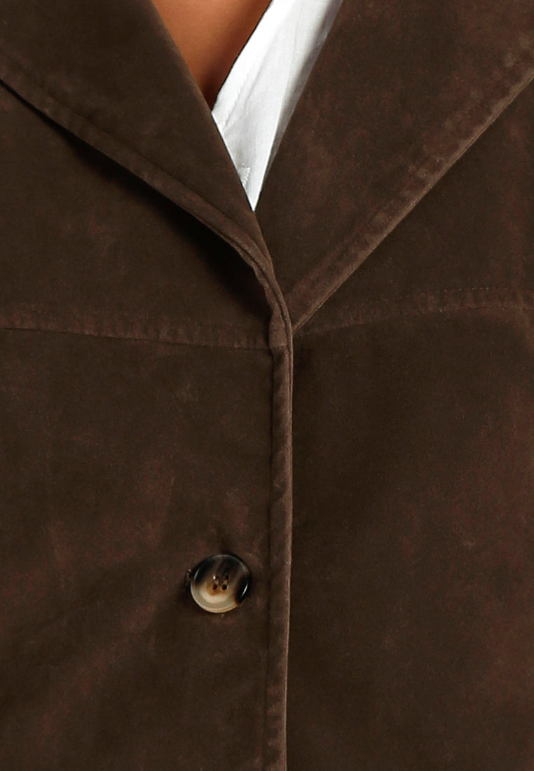 lapel collar button down jacket#color_taupe