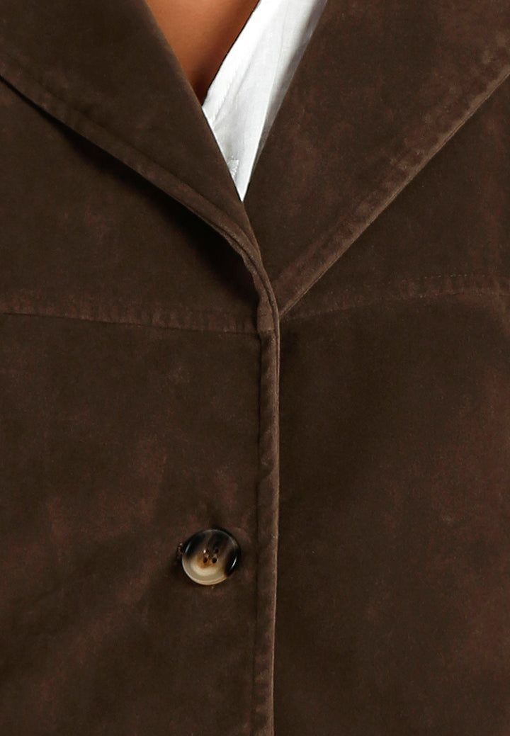 lapel collar button down jacket#color_taupe