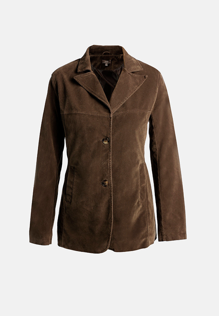 lapel collar button down jacket#color_taupe