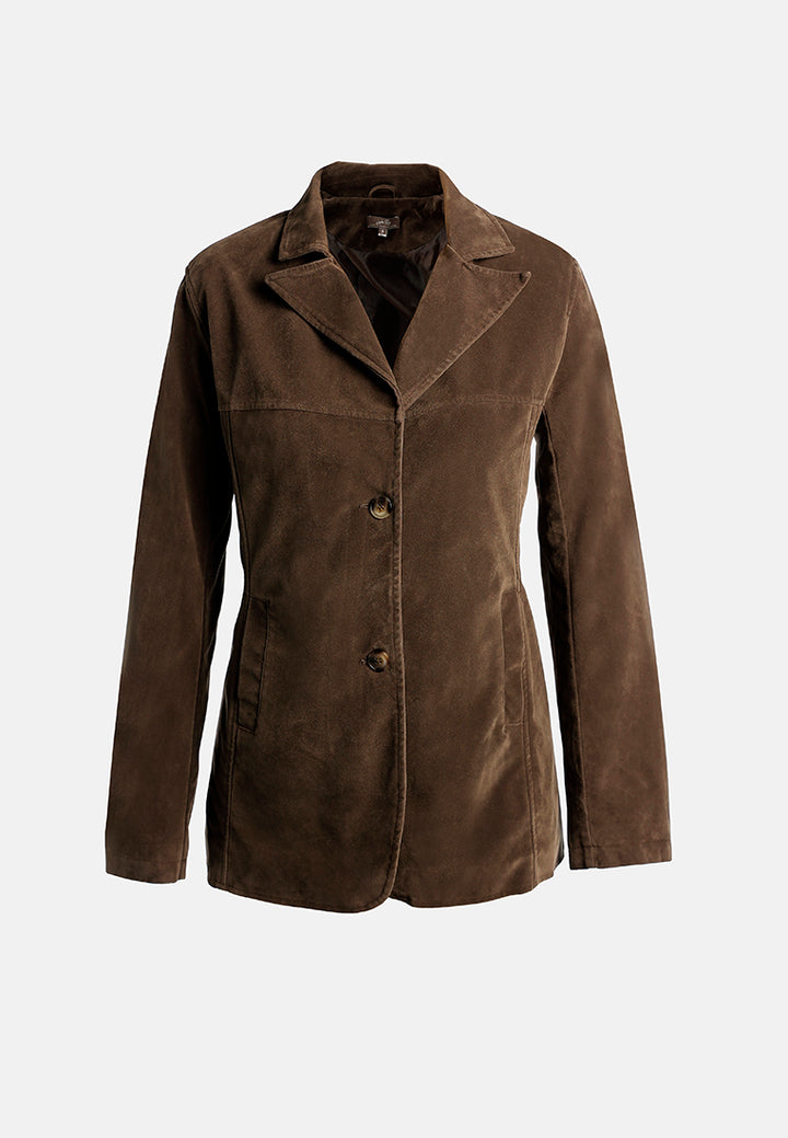 lapel collar button down jacket#color_taupe
