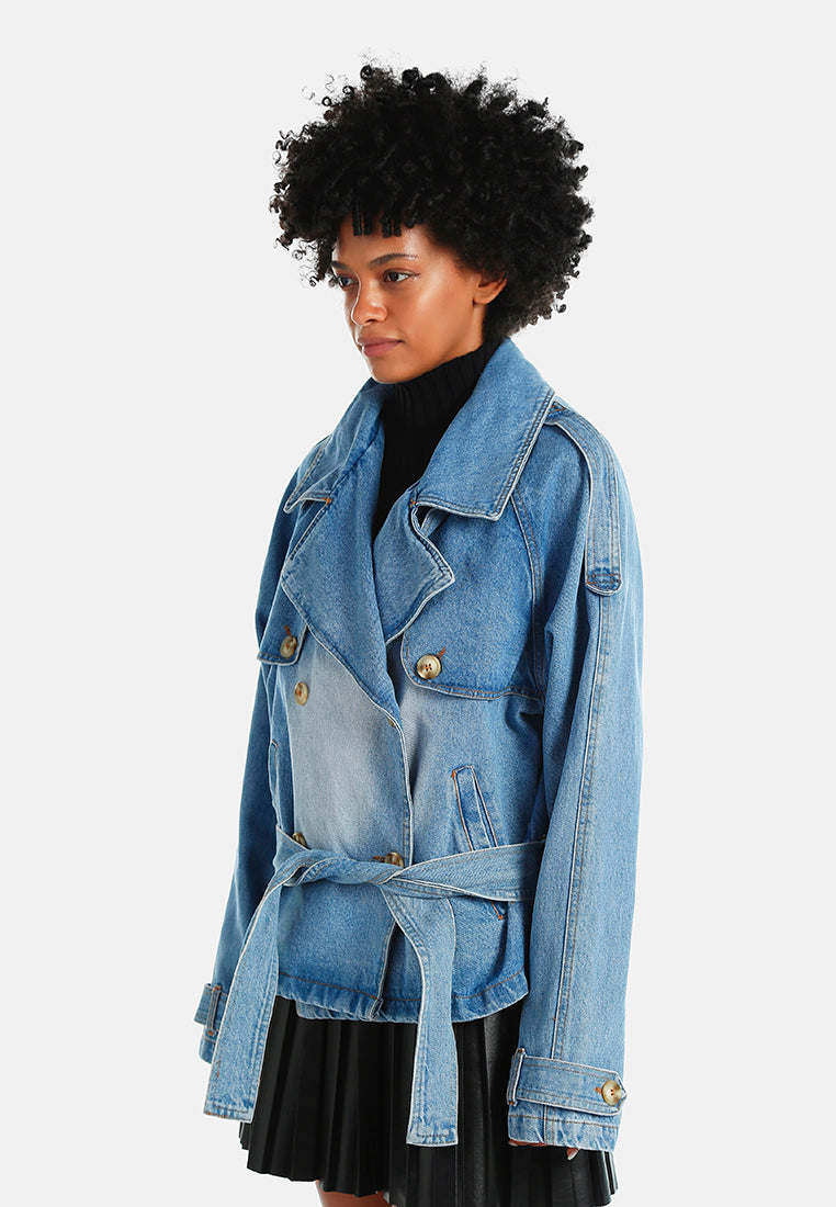 lapel collar trench jacket#color_mid-blue