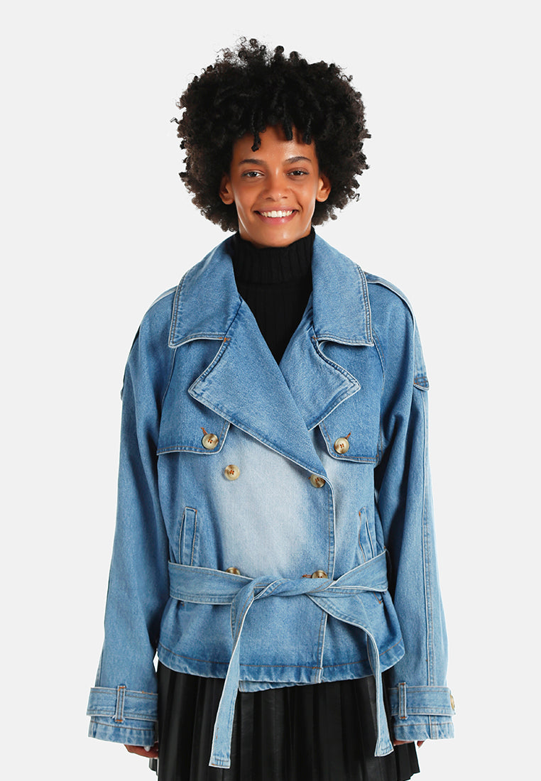 lapel collar trench jacket#color_mid-blue