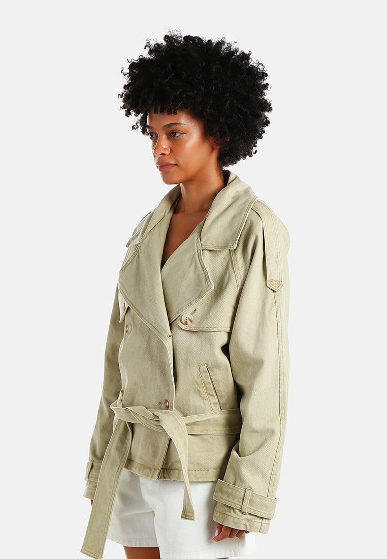 lapel collar trench jacket#color_sand